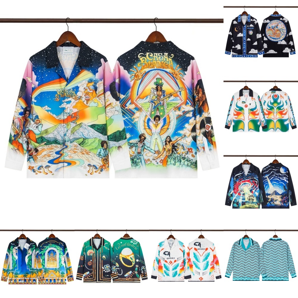 casablancaset men designer shirts women chemise homme long sleeves graphic t shirt beach breathable tracksuit outdoors sweatshirt fashion polo sh