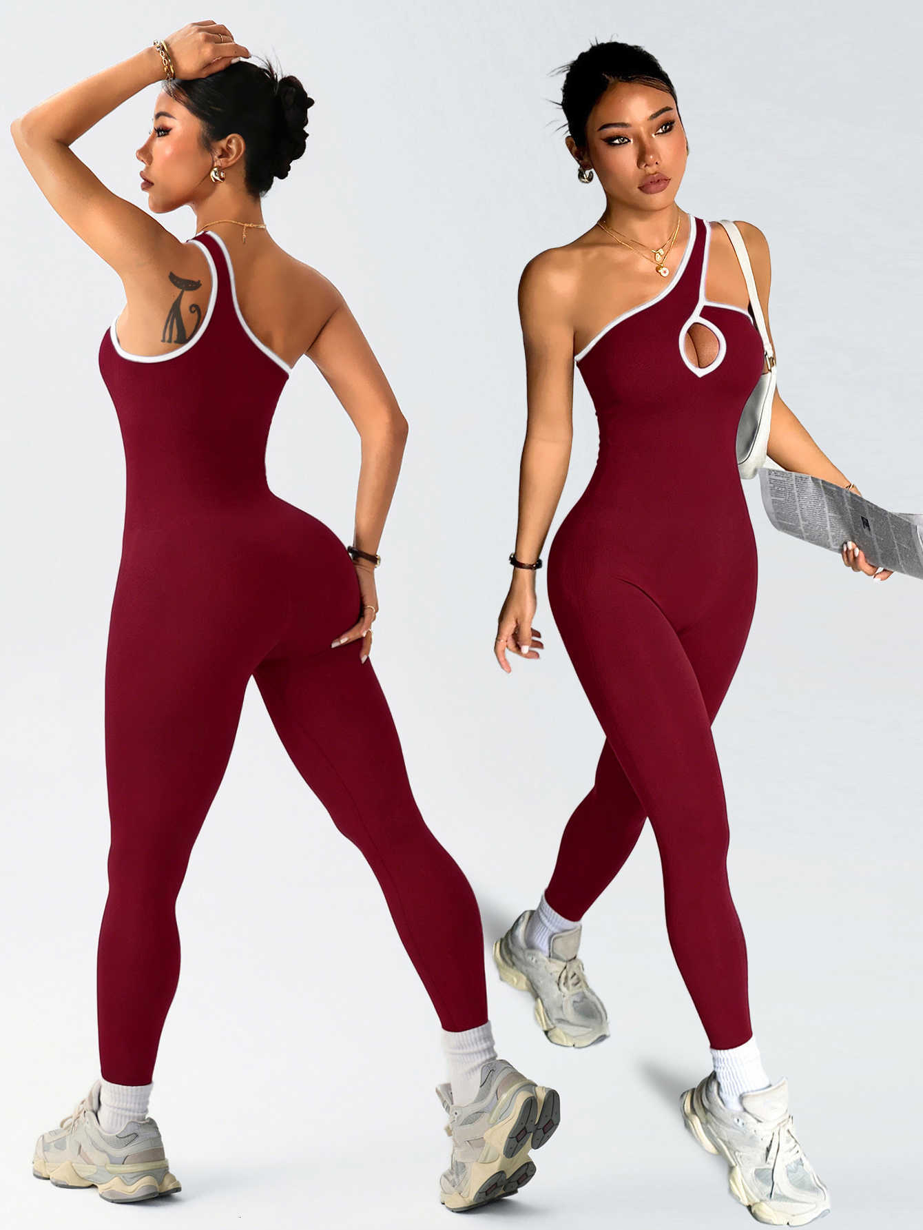 Workout Women Seamless Yoga Jumpsuit Bodysuit Tummy Control Butt-Lifting Gym Clothes Sleek Sportswear Striped Athletic Outfit M260626