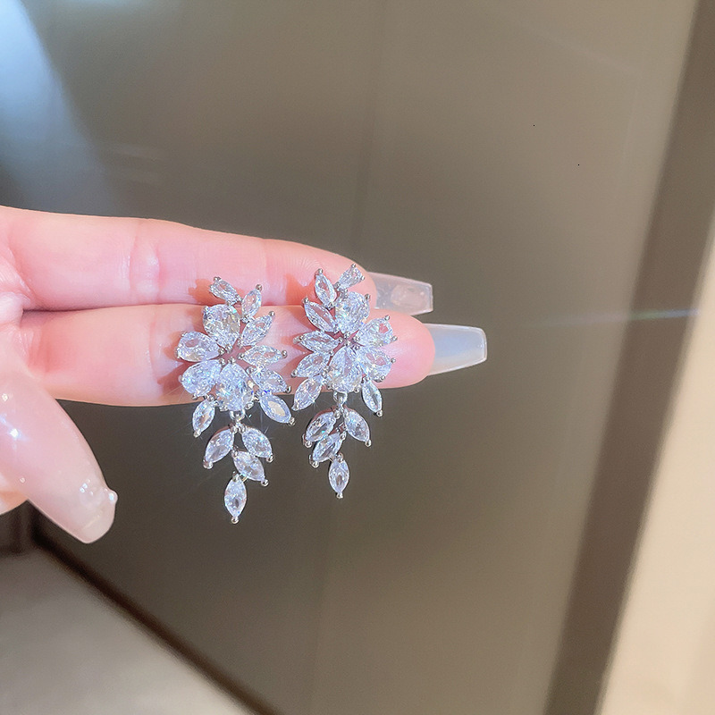 Vintage Earring Shandmade For Women Emerald Green Rectangle Zircon Drop Earrings Designer Luxury Halo Crystal Dangle Earrings For Women Wedding Prom P - view 3