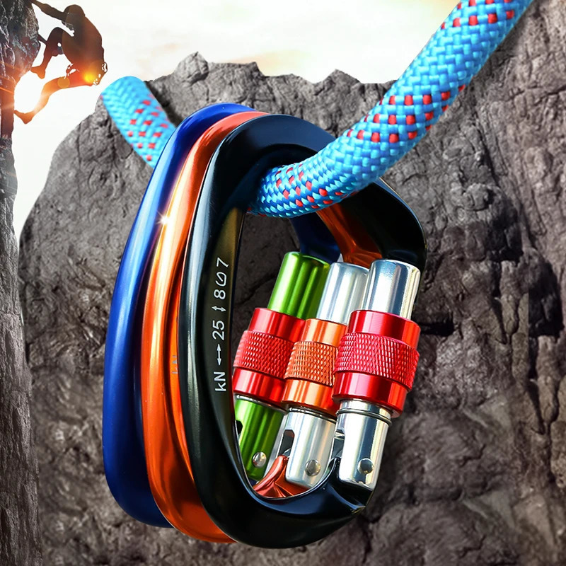 CLIWIZ 25KN Mountaineering Caving Rock Climbing Screw Lock Carabiner D Shaped Safety Master Buckle With UIAA/CE 260622 - view 4