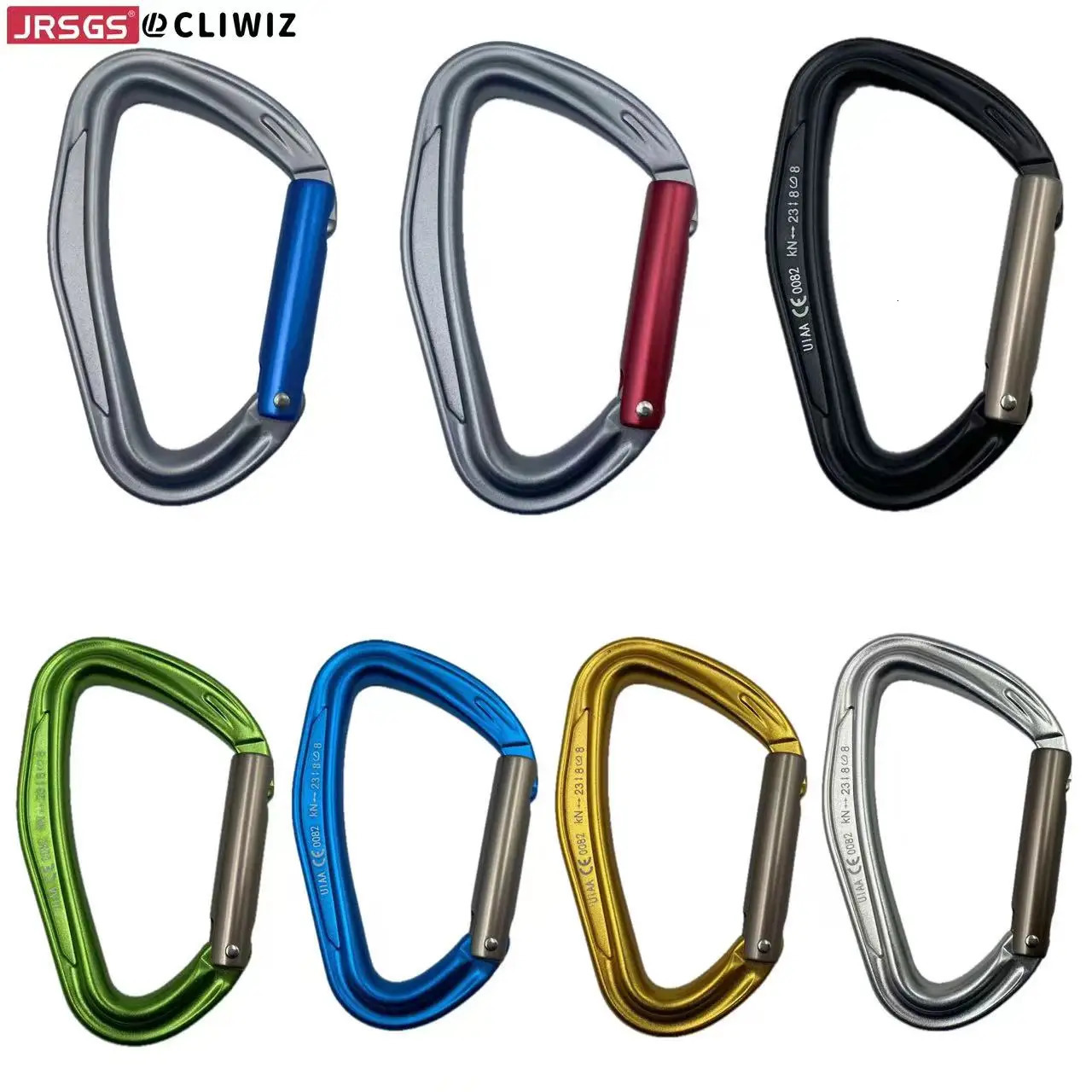 CLIWIZ SGM7118 Curved D- Straight UIAA CE Certified Climbing Carabiner 23kN 7075 Aluminum Carabiner Climbing Safety Snap Hook 260622 - view 5