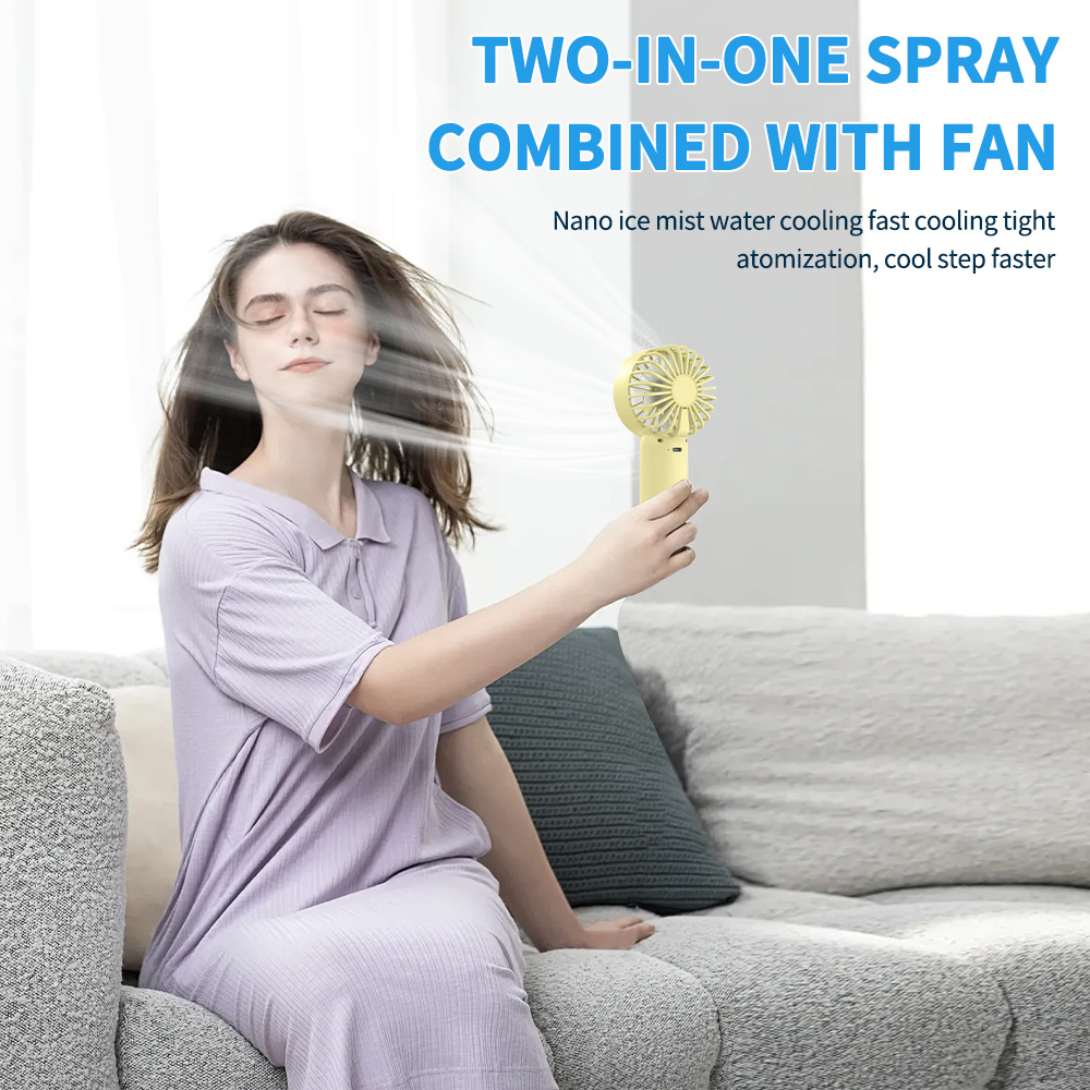 3 Speed Mist Hand Fan USB Recharge Humidify Mini Desktop Portable Cooling Fan