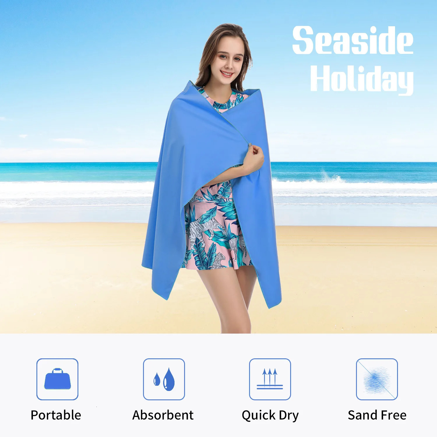 2PC Set Solid Microfiber Gym Towel Perfect Travel Sports Camping Beach Towels Fast Drying Super Absorbent Swimming Bath Towel 260622 - view 4