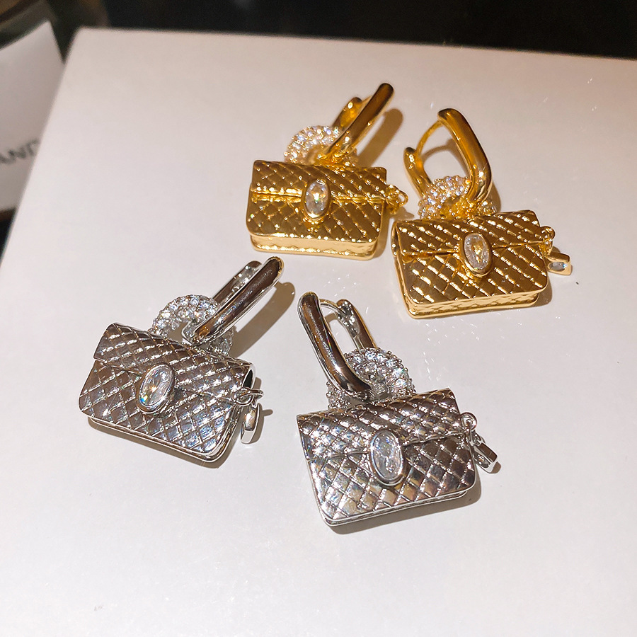 2026 New Fashionable and Stylish Letter Chevron Bag Earrings Studs Accessories with Unique Design Gift - view 3