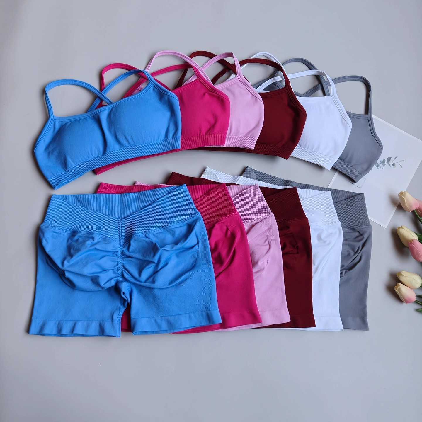 Seamless Womens 2-Piece Yoga Suit Fitness Suit Gym Clothes Sports Bra Shorts Set Workout Set Gym Outfit M260626