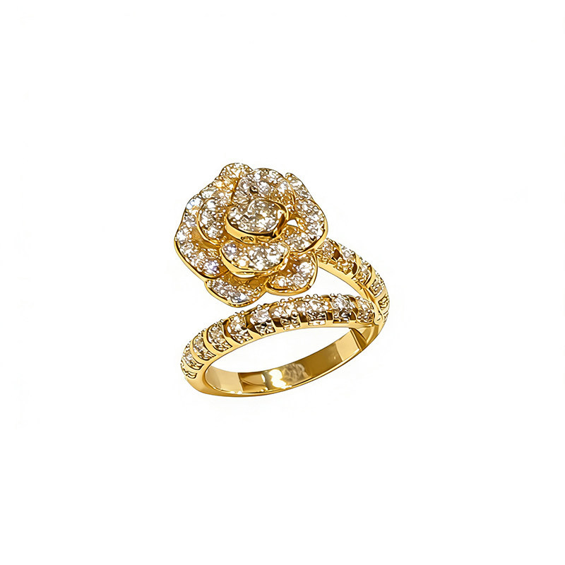 Fashionable luxurious three-dimensional rose ring, exquisite niche design, stylish and versatile index finger ring for women - view 5