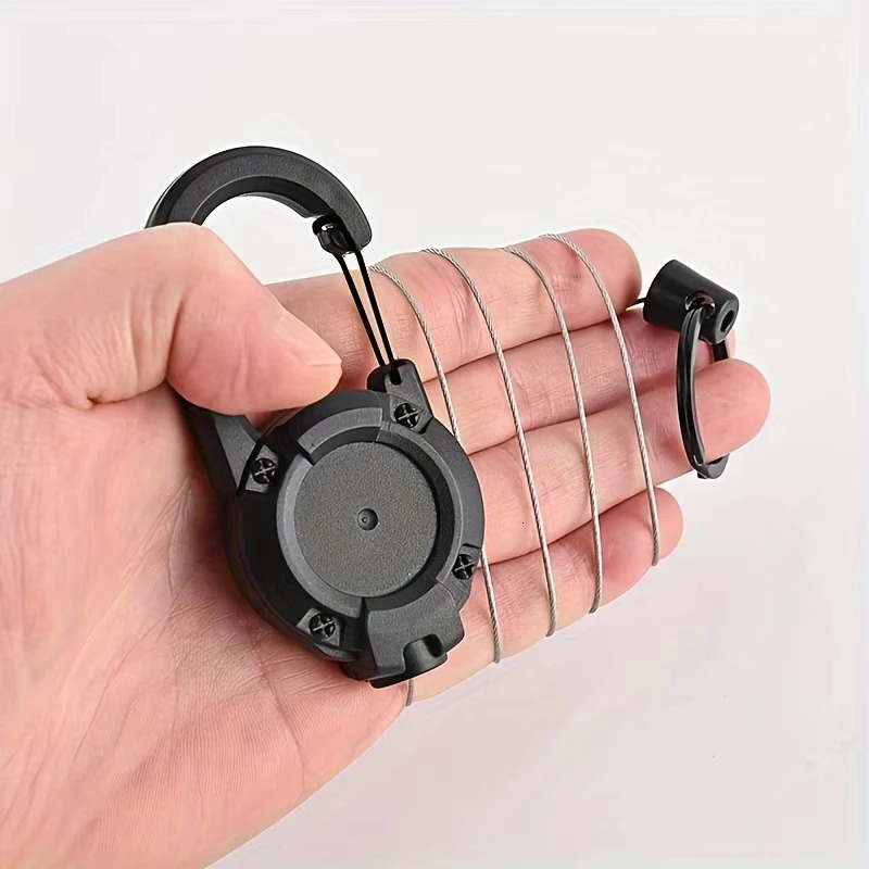 Outdoor Sporty Retractable Key Chain Tool - Heavy Duty Steel Wire Rope Sturdy Carabiner Buckle Spring Key Ring 260622 - view 4