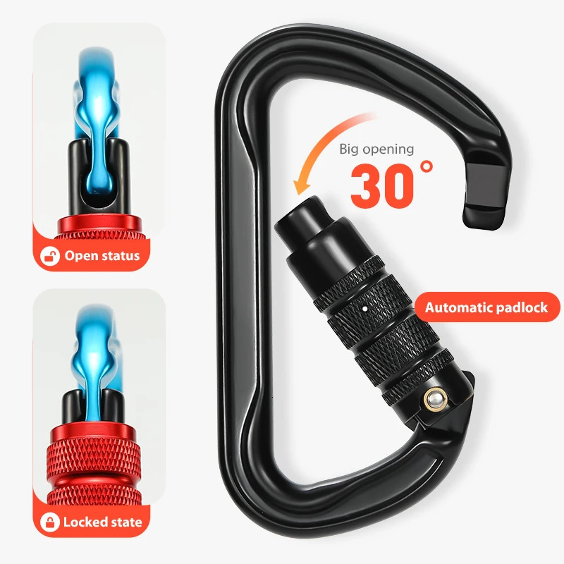 CLIWIZ 30kN Aluminum Safty Climbing Snap Hook Good Quality H Section D-Twist Carabiner Snap Hook CE/UIAA 260622CJ - view 5