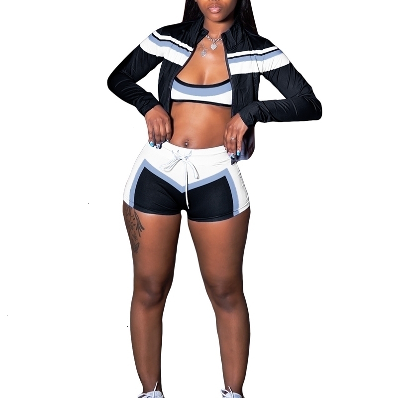 Women Tracksuits Three Pieces Set 2026 New Fashion Clothing Racerback Tank Zipper Thumb Buckle Long Sleeve Tight Pants Shorts Outfits Sportwear - view 5