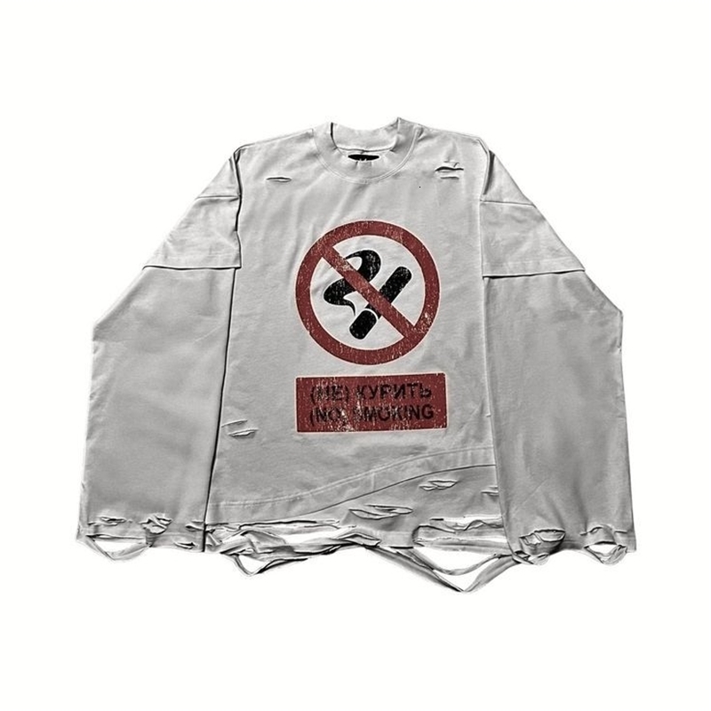 Streetwear Harajuku Hip Hop Ripped Long Sleeves Y2K Cigarette Graphic Print Tops Gothic Fashion Round Neck Sweatshirt Men Women 260624 - view 3
