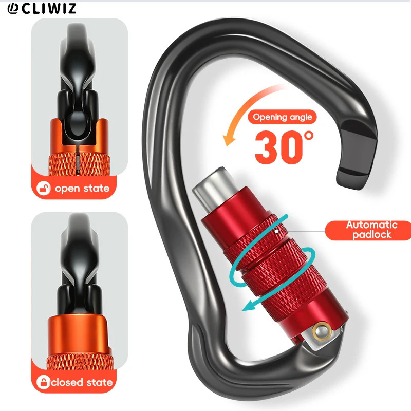 CLIWIZ 23KN Outdoor Professional Carabiner 7075 Aviation Aluminum Safety Automatic Lock With Certificates CE/UIAA 260622 - view 5
