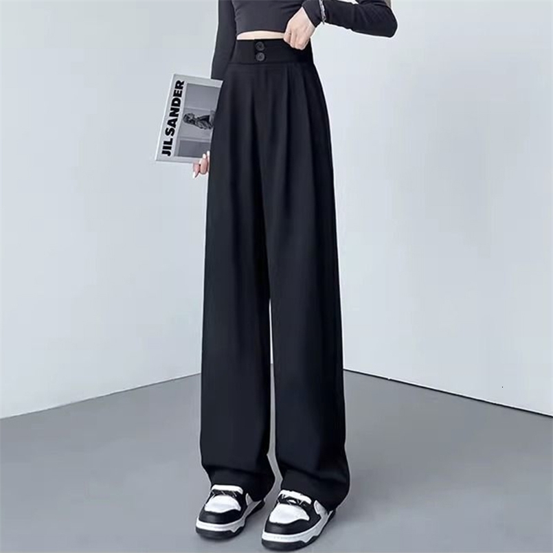 Lady Baggy High Waist Suit Pants Women Classic er Straight Leg Trousers Girls Fashion Casual Daily Slacks 260624 - view 3