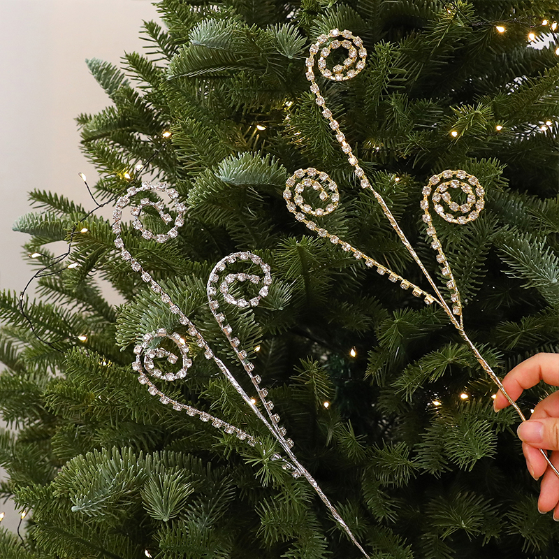 Acrylic Gem Christmas Tree Picks Crystal Rhinestone Stem Ornament DIY Xmas Hanging Decoration Holiday Scene Atmosphere Layout Prop - view 4