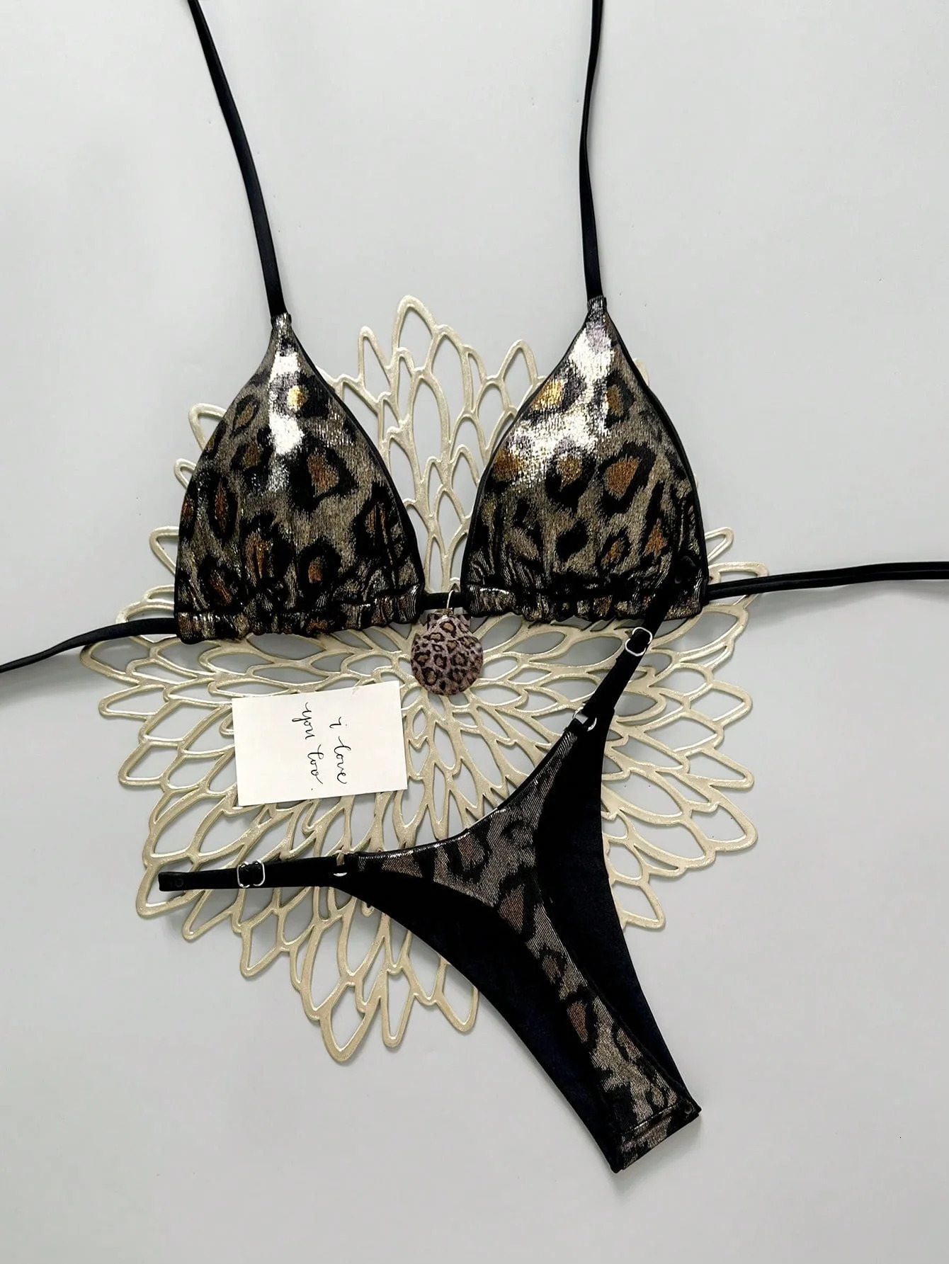 Sexy Brozing Black Snakeskin Print Bikini Set 2026 Women Metal Shell Push Up Bra Triangle Swimsuit Summer Bathing Suit Swimwear 260622