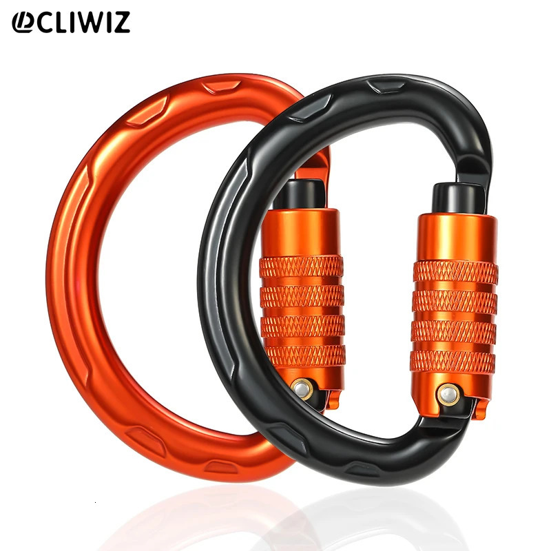 CLIWIZ Semi-circular Triple Auto Lock Carabiners Outdoor Mountaineering Climbing Caving Load Bearing Master Lock CE/UIAA 260622