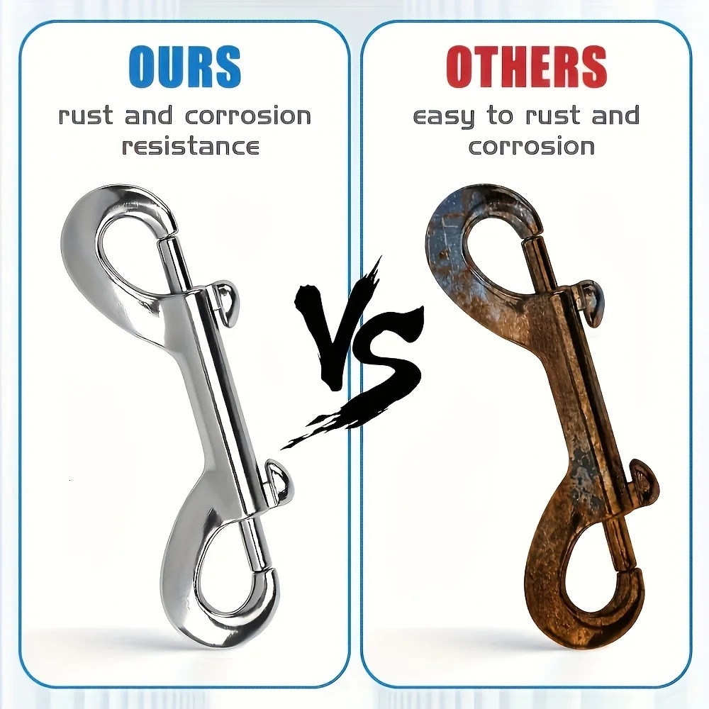 6pcs Stainless Steel Double Ended Bolt Snap Hook Dog Leash Metal Strap Buckles Keychain Rope Carabiner Clasp Clip Buckles 260622 - view 6
