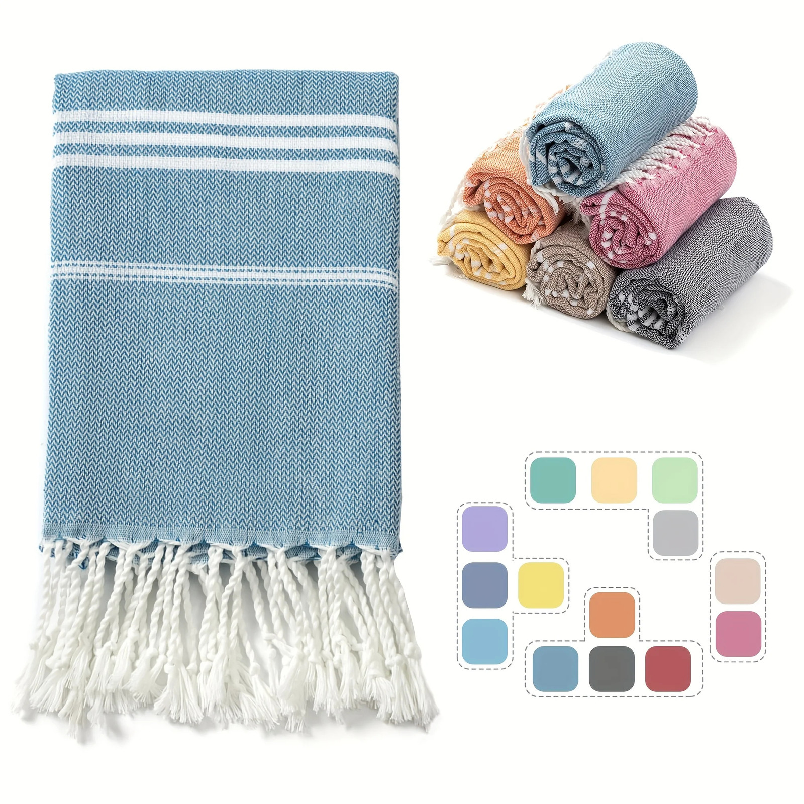 Turkish Beach Towel 90180CM Sauna Spa Gym sports Fitness Fringed Bath Towel kitchen Soft Absorbent Quick drying towels 260622 - view 3