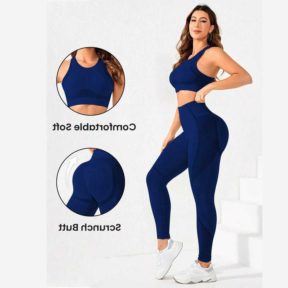 yoga womens 2-piece suit suit beautiful high waist trousers combination seamless super elastic ideal gym clothing M260626