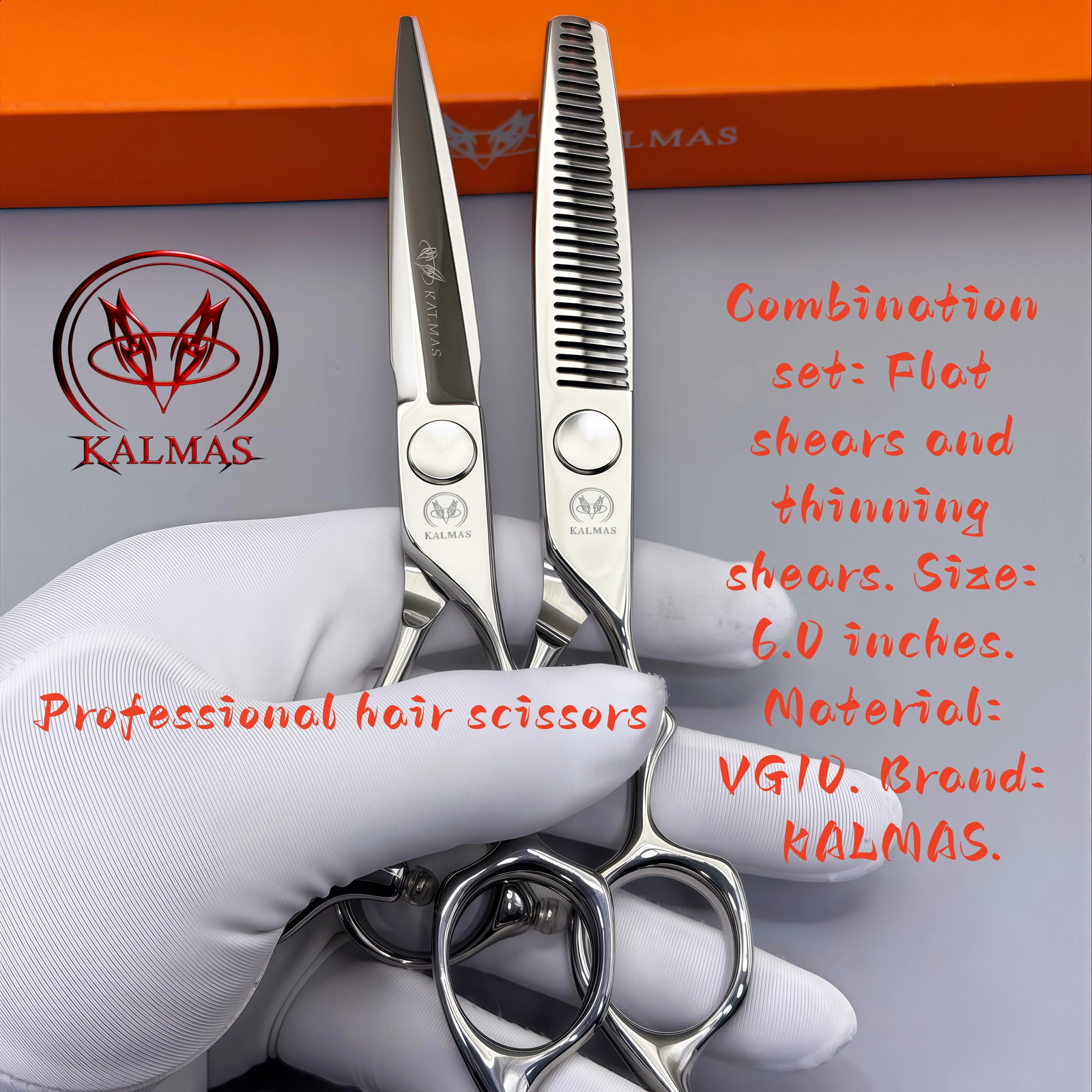 KALMAS 6 Inch Professional Hair Cutting Shears VG10 Steel Salon Barber Scissors 260615 - view 7