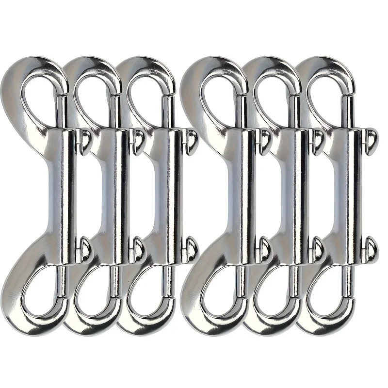 6pcs Stainless Steel Double Ended Bolt Snap Hook Dog Leash Metal Strap Buckles Keychain Rope Carabiner Clasp Clip Buckles 260622