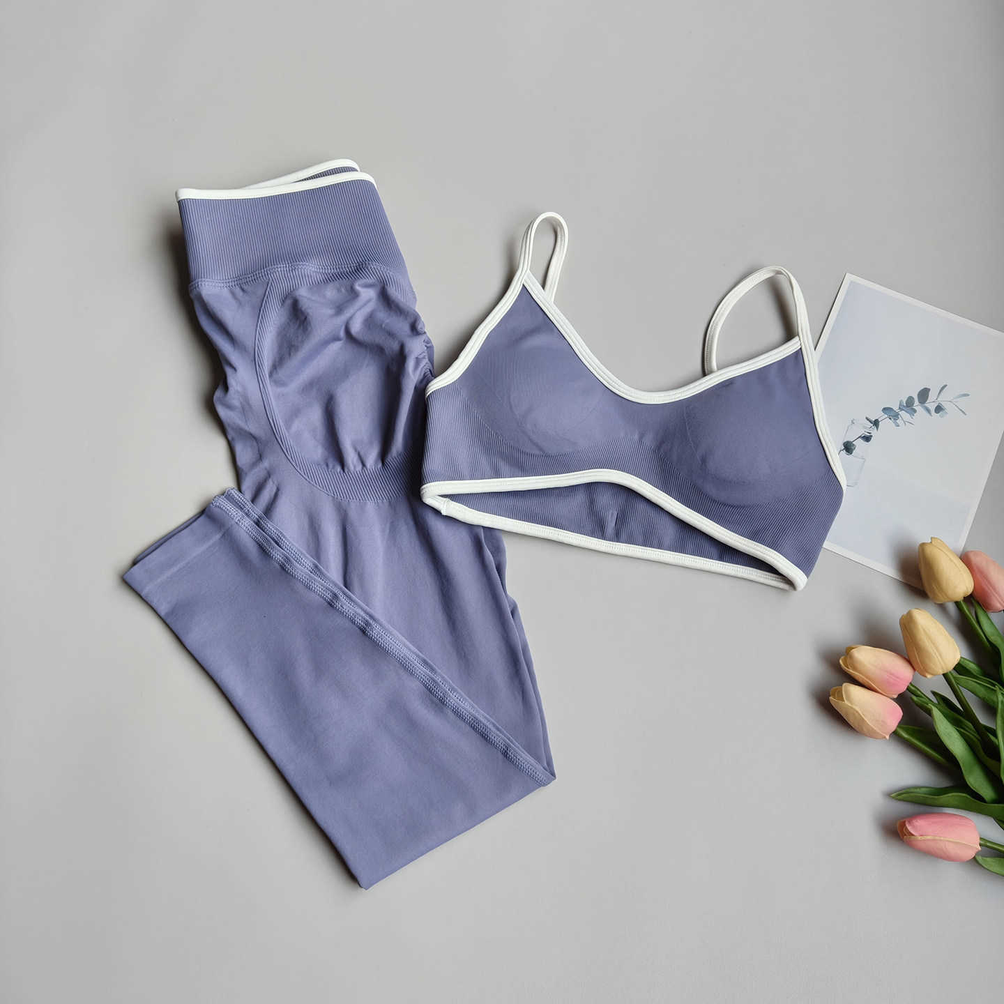 Set Fitness Womens Tracksuit Seamless Yoga Sets Sportswear Workout Middle Waist Leggings Sports Bra Gym Clothing Fitness Suit M260626 - view 1