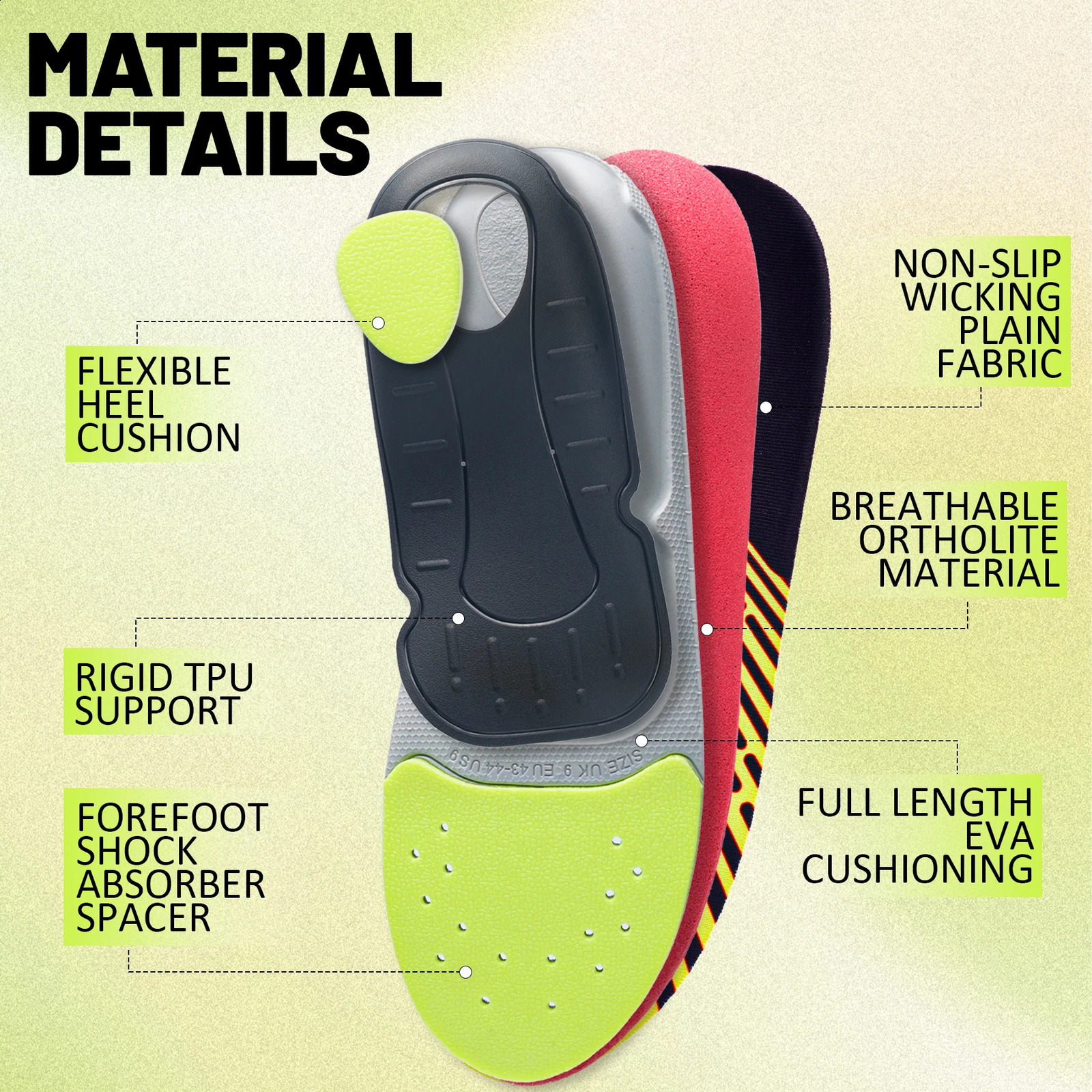 Plantar Fasciitis Insoles Orthopedic Arch Support Inserts Men Women Heel Pain Relief Flat Feet Insoles for Work Boots 260625 - view 3