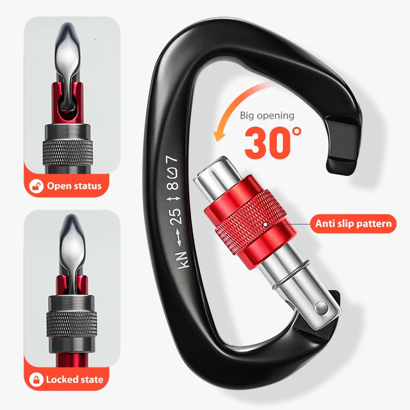 CLIWIZ 25KN Mountaineering Caving Rock Climbing Screw Lock Carabiner D Shaped Safety Master Buckle With UIAA/CE 260622 - view 5