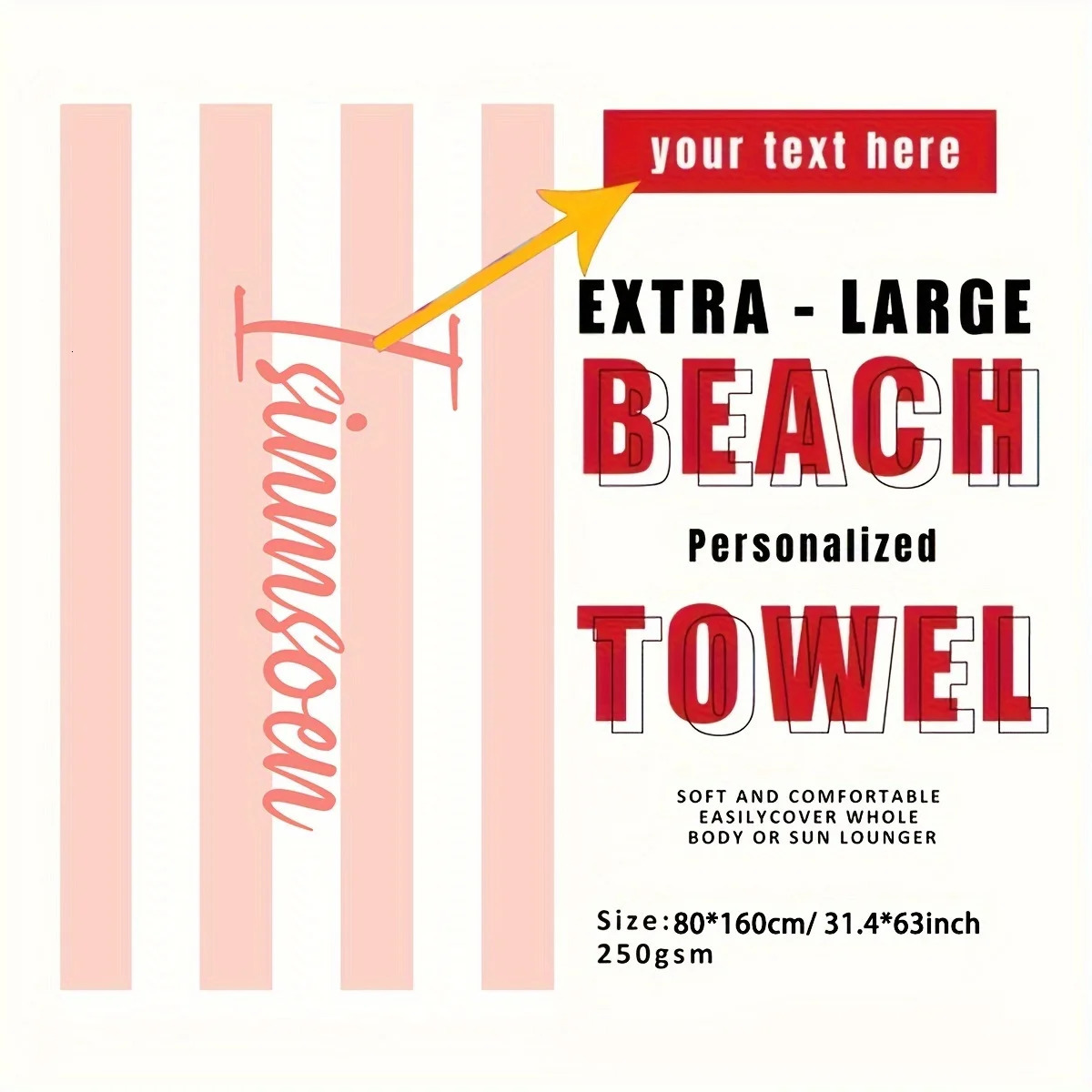 Customized Beach Towel Striped Pattern Personalized Absorbent Bath Towel Quick-drying Swimming Towel For Beach Swimming Outdoor 260622 - view 4