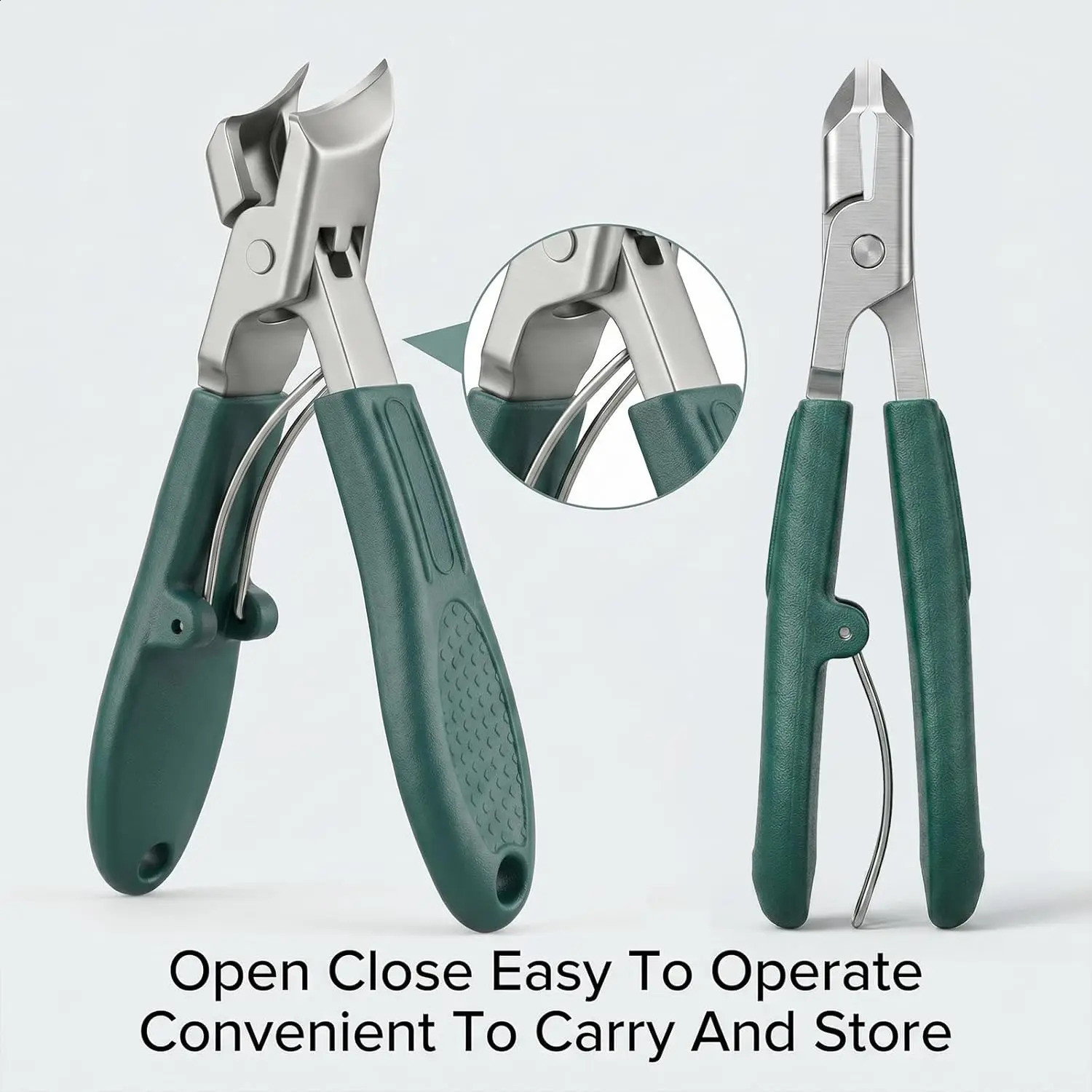 Nail Clippers with Catcher 3Pcs Wide Jaw Opening Splash Clipper Long Handle Aagled Beak Beveled Stainless Steel Angled Edge Nails 260615 - view 8
