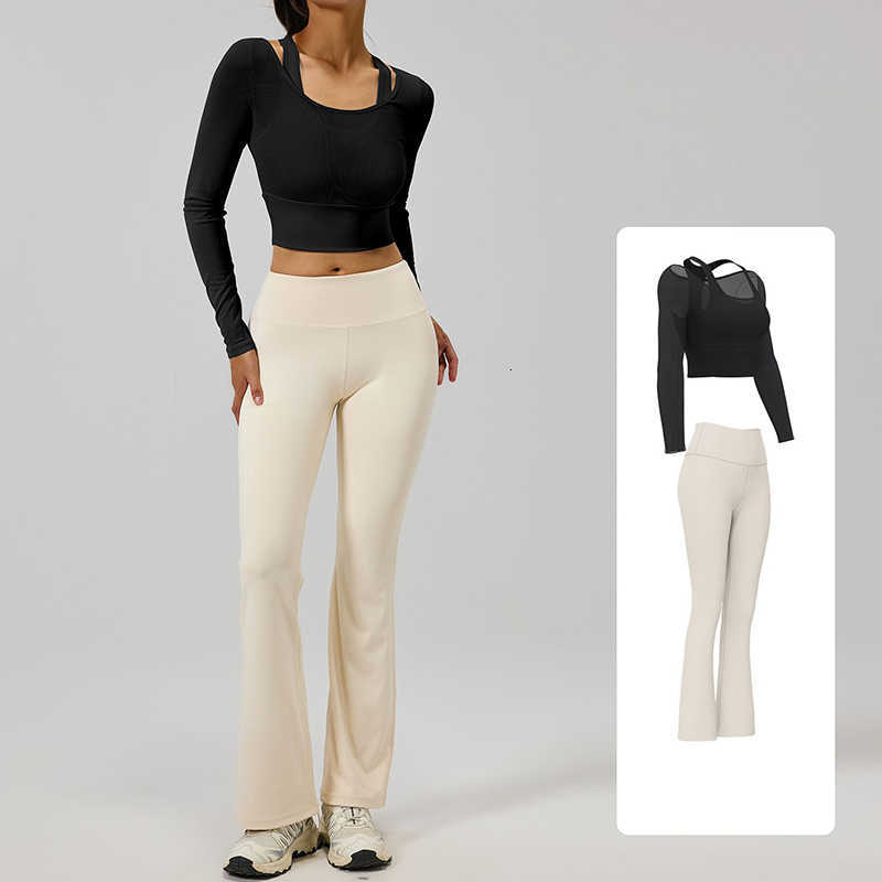New Womens 2 Piece Spring Yoga Sets with Bra Pads Breathable High Waist Butt Lifting Shockproof Running Workout Sports Suit M260626 - view 1
