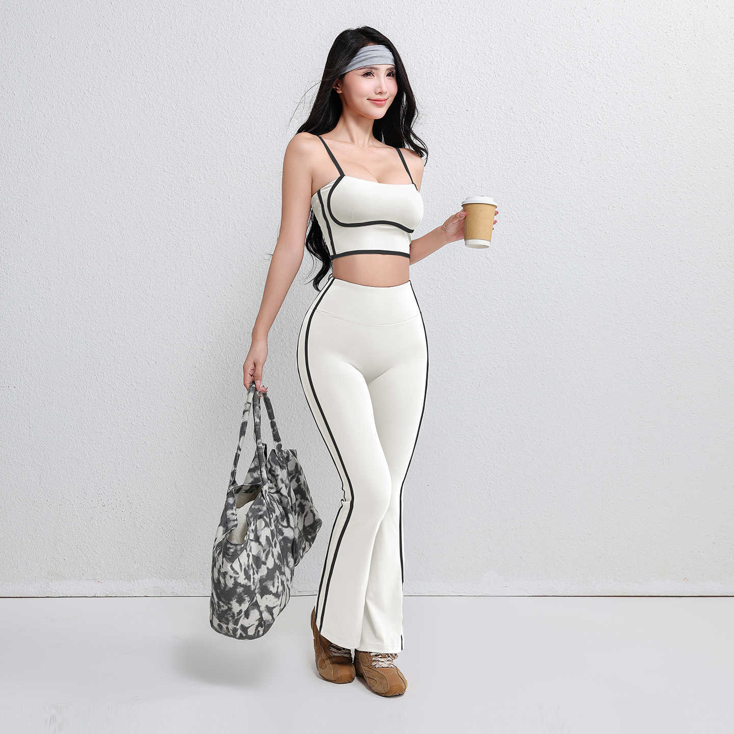 Flare Womens plus Size Fitness Yoga Pants Four-Way Stretch Breathable Full Length Elastic Waist Hip Lifting Yoga Trousers M260626