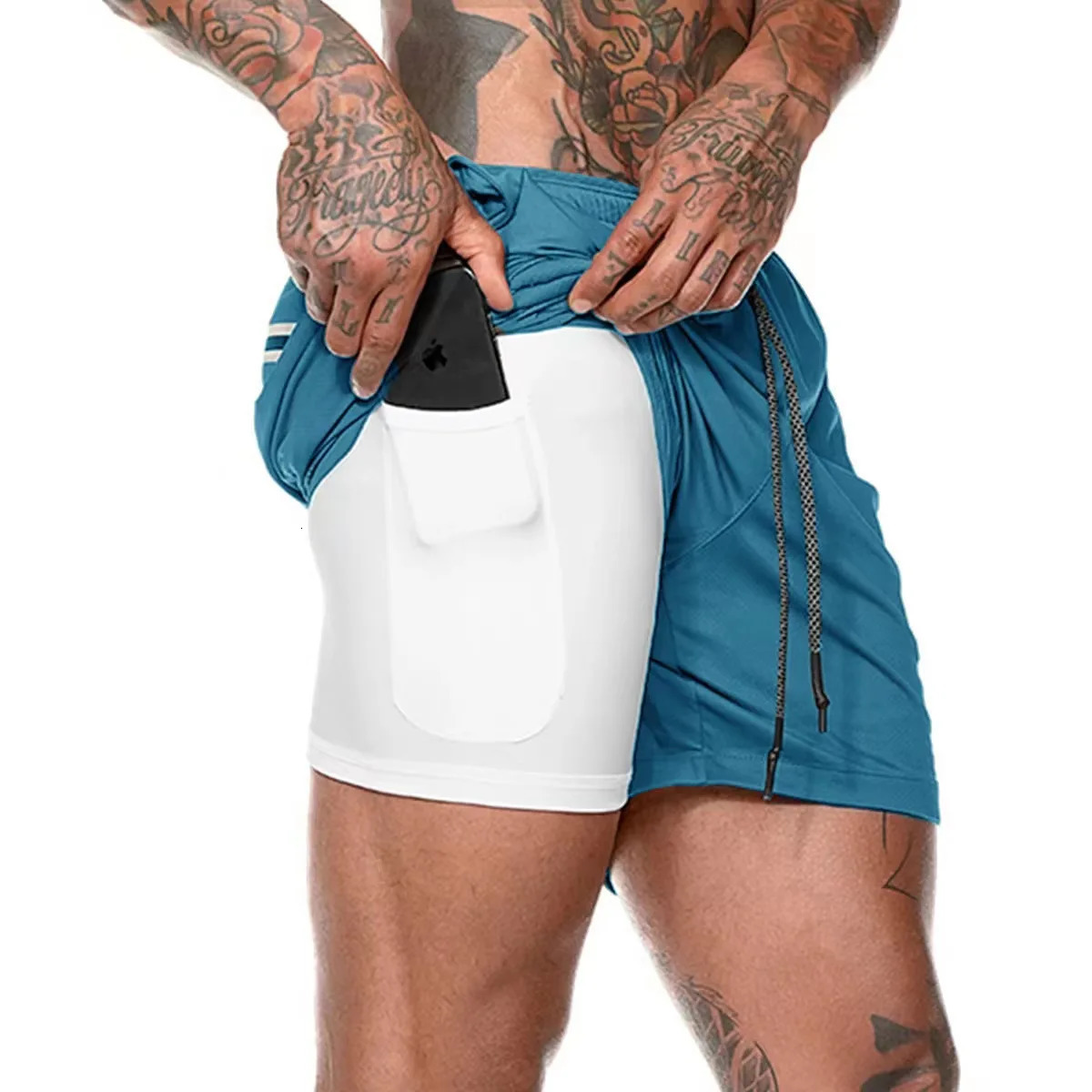 Summer Running Shorts Men 2 in 1 Sports Jogging Training Quick Dry Mens Gym Men Shorts Sport gym Short Pants 260624 - view 6