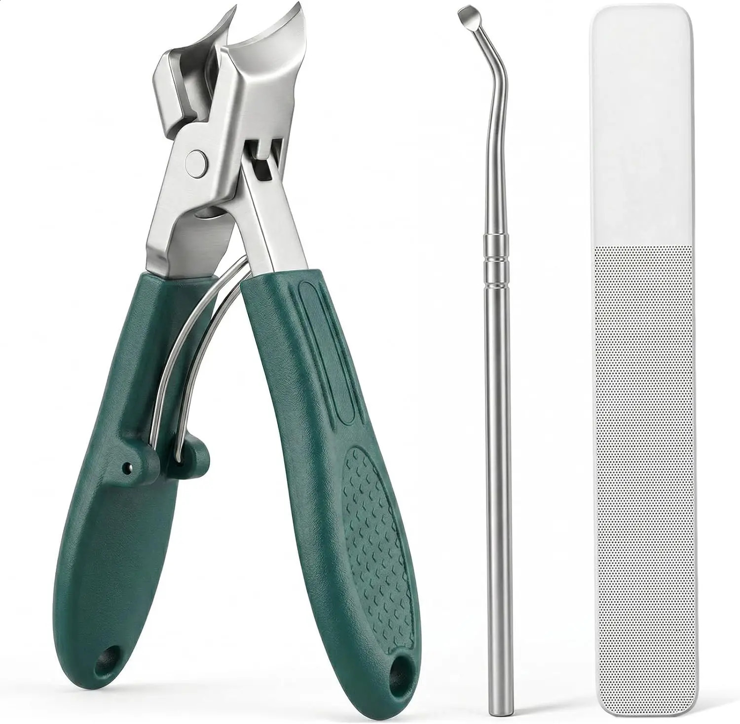Nail Clippers with Catcher 3Pcs Wide Jaw Opening Splash Clipper Long Handle Aagled Beak Beveled Stainless Steel Angled Edge Nails 260615
