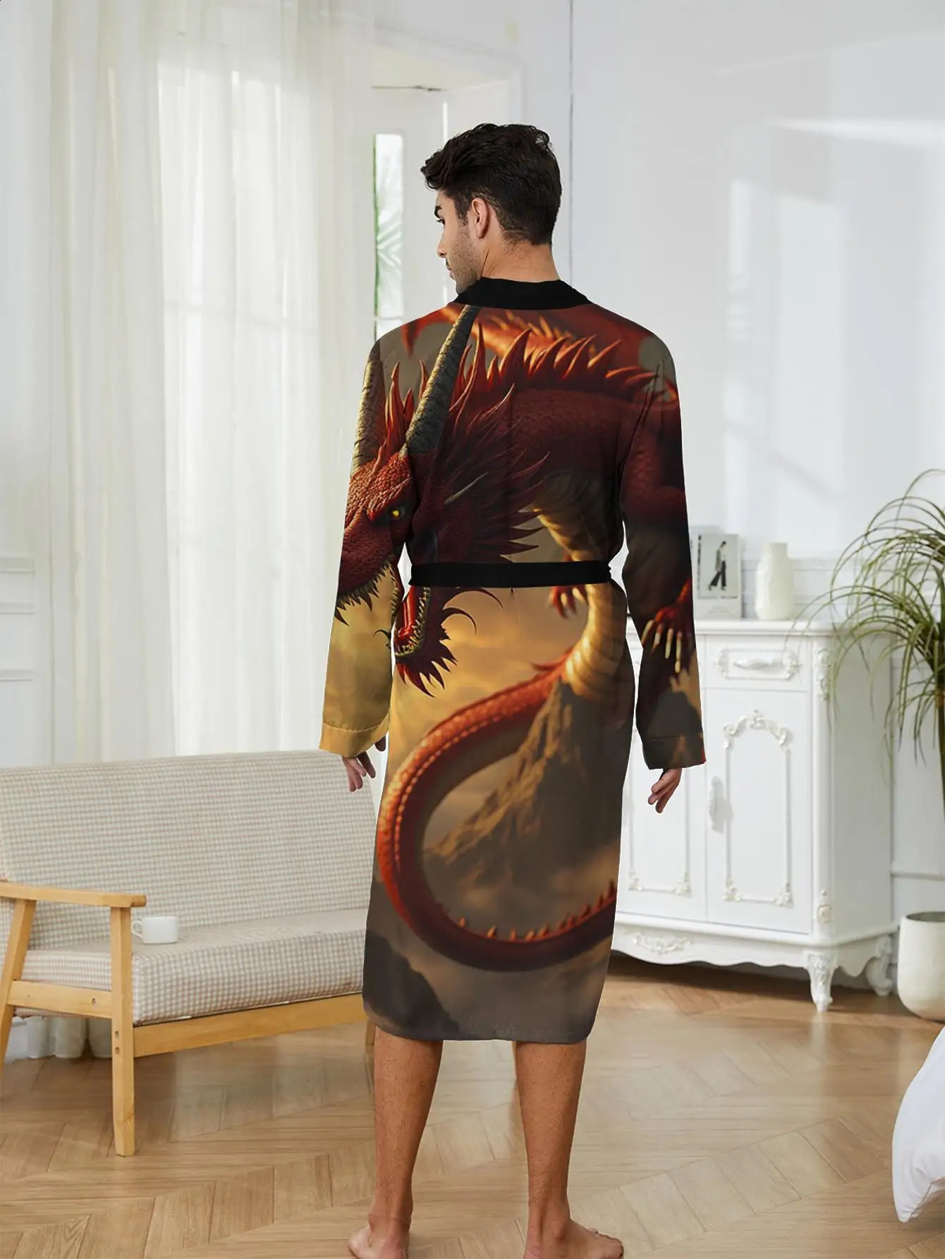 1pc Mens Robes 2026 SpringSummer Polyester Graphic Sleepwear 3D Printed Funny Pajamas Nightie for Men Bathrobe 260625 - view 4