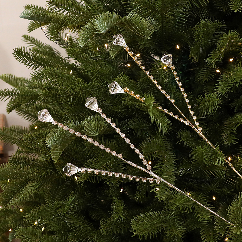 Acrylic Gem Christmas Tree Picks Crystal Rhinestone Stem Ornament DIY Xmas Hanging Decoration Holiday Scene Atmosphere Layout Prop - view 7
