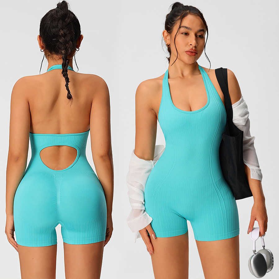 Gym Sportswear Woman Summer Rompers Combi-pants Women Jumpsuits Sport Yoga Clothes Female Fitness Overalls Shorts Bodysuit M260626 - view 1