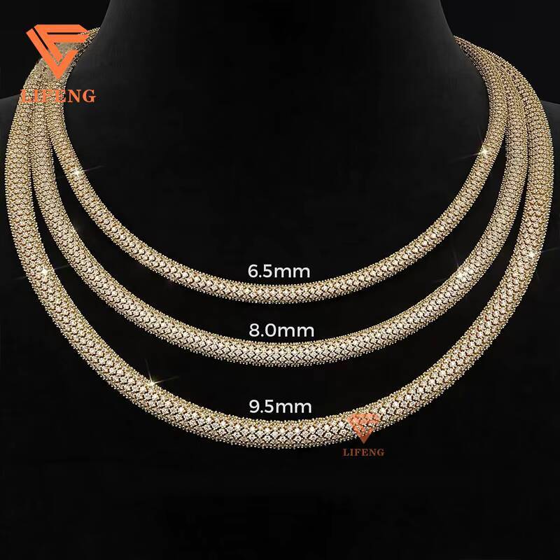 Custom Hip Hop Iced Out VVS Chain Moissanite Diamond Rope Chain Necklace Fine Jewelry Cuban Link 925 Silver Necklace for Men - view 3