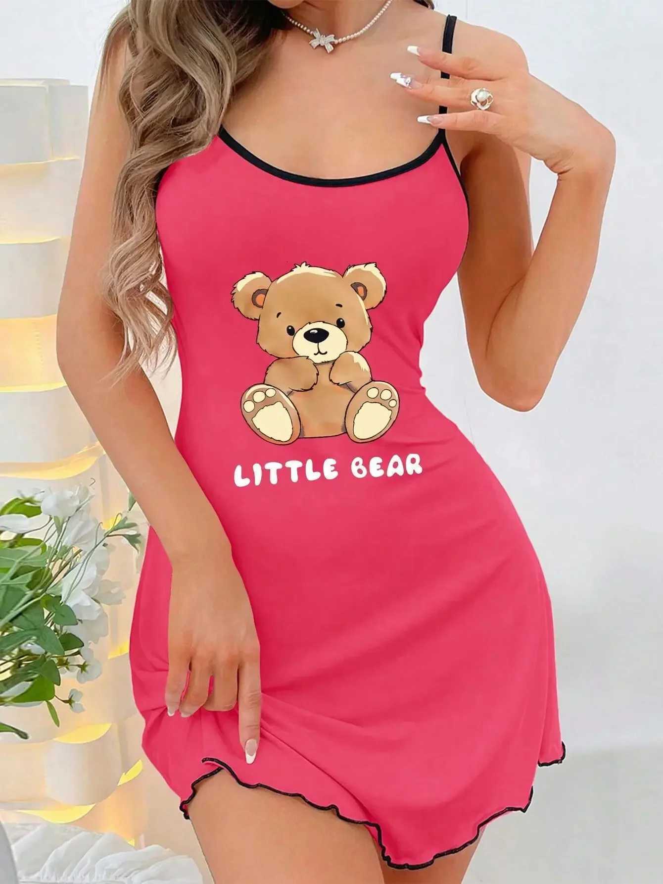 Dress Mini Summer Women Suspenders Sleepwear Comfortable Home Leisure Sexy Nightgowns Littler Bear Printed Nightdress M260625 - view 7
