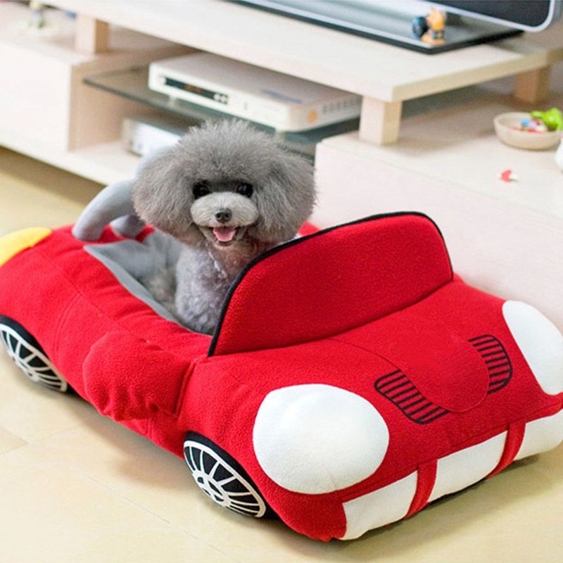 Cool Sports Car Shaped Dogs Bed Houses Kennels for Chihuahua Yorkie Small Cat House Warm Soft Puppy Sofa Kennel Fashionable Dog Birthday Gift Househol - view 4