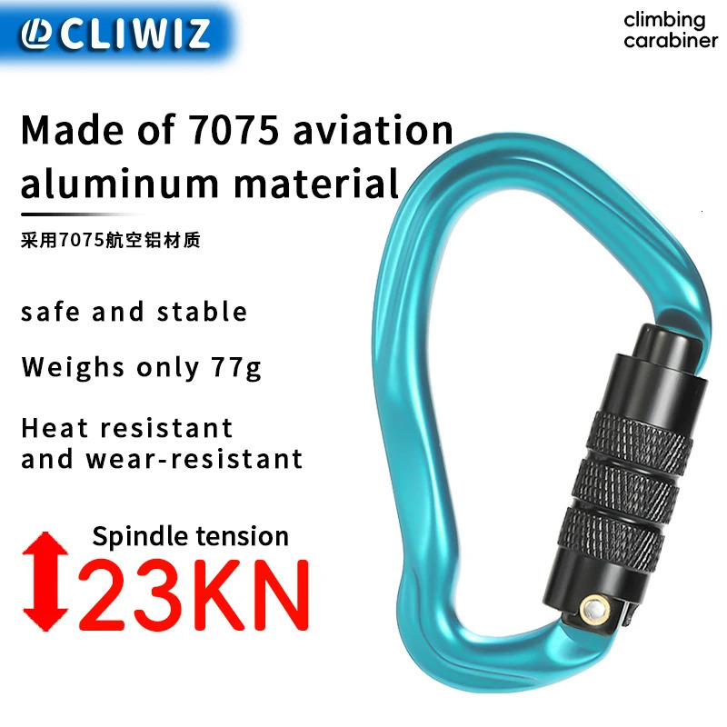 CLIWIZ 23KN Outdoor Professional Carabiner 7075 Aviation Aluminum Safety Automatic Lock With Certificates CE/UIAA 260622 - view 3