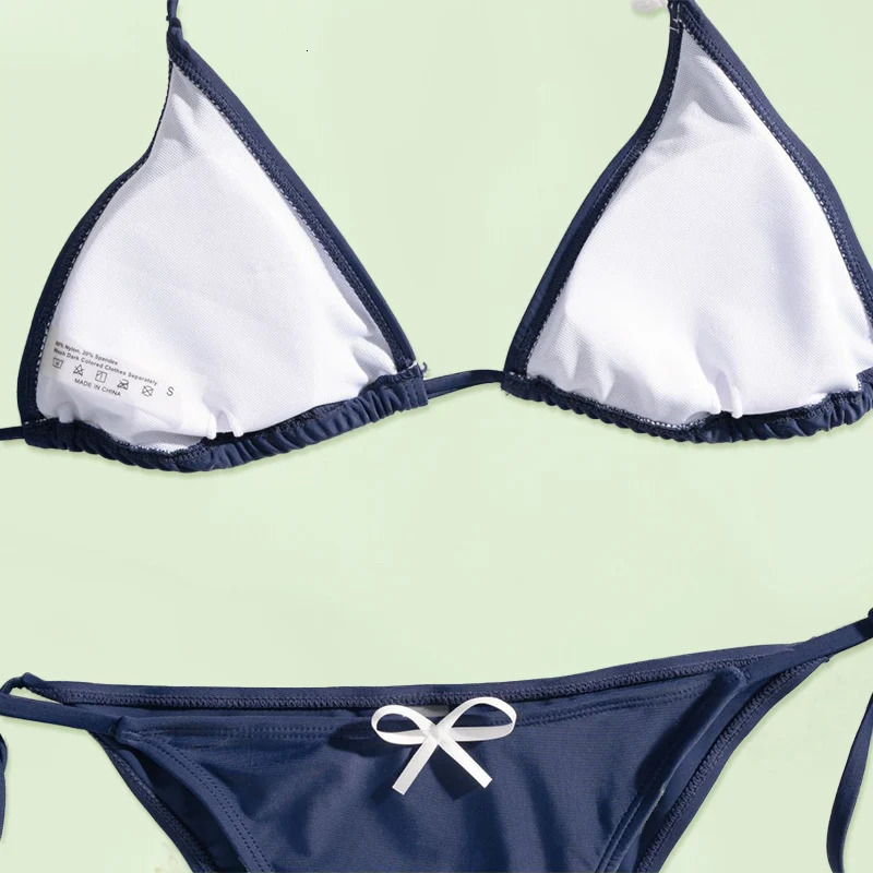 Solid Color Bikini Sets Bandage Swimwear Women Sexy Bikinis Triangle Bathing Suits Female Swimming Suit Low Waist Biquini 260622 - view 4