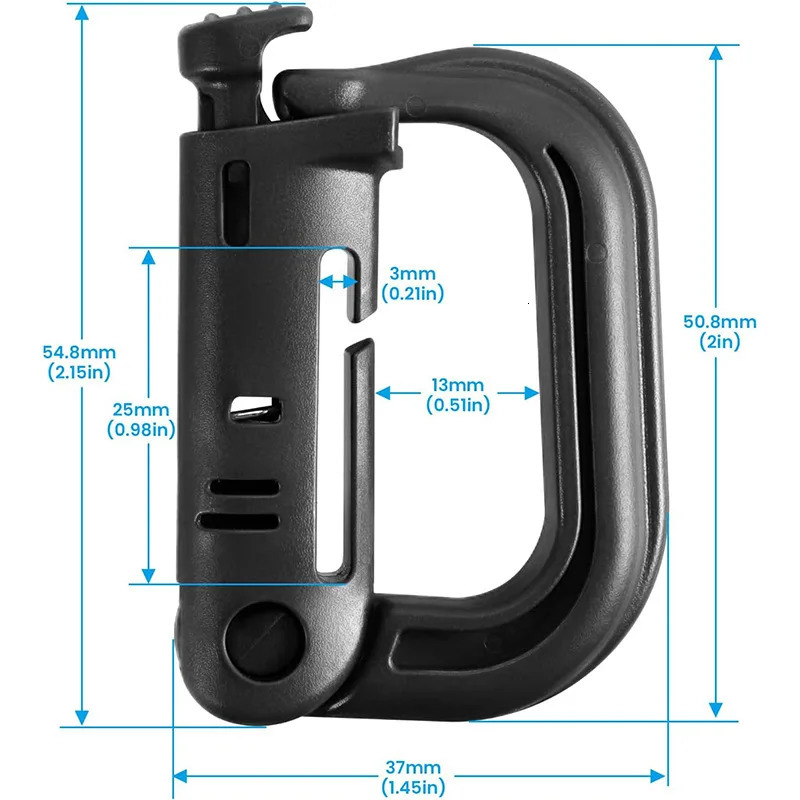 5PCS Plasctic Shackle Carabiner D-ring Clip Molle Webbing Backpack Buckle Snap Lock Grimlock Multi Outdoor Hiking Camping Gear 260622 - view 3