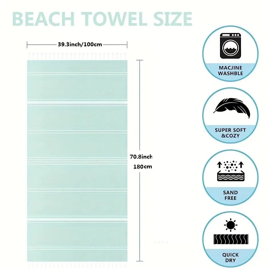 100X180cm Turkish Beach Towel Oversized Sand Free Tassel Quick Dry Swim Extra Large Light Travel for Adults Gifts Accessories 260622 - view 4