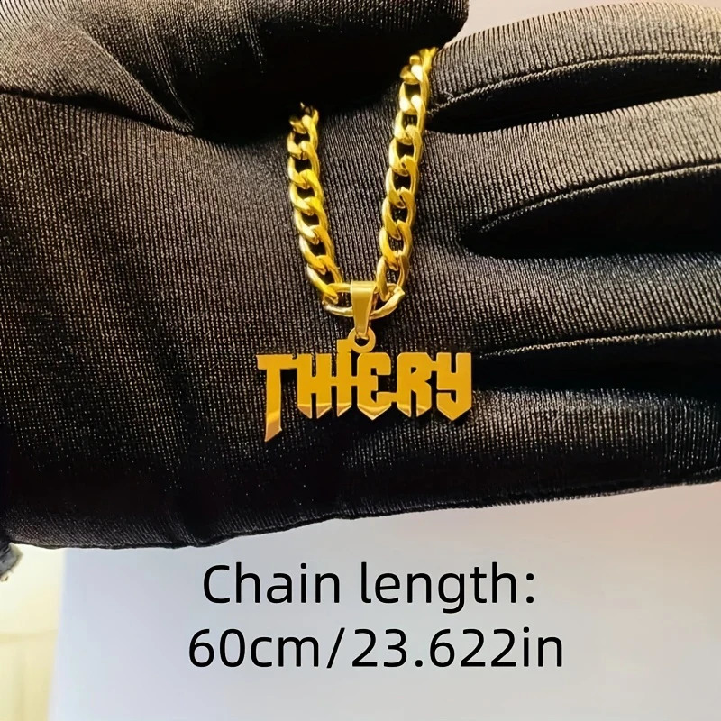 Custom Name Pendant Necklace Cuban Chain Stainless Steel Punk Rock Hip Hop Style Choker Personalized Customized Boyfriend Gift y260615 - view 4