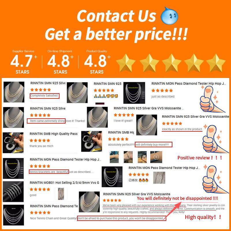 Unique High Quality Pass Diamond Tester 925 Sterling Silver 2mm-5mm Moissanite Tennis Chain Bracelet for Certification Rhodium - view 5