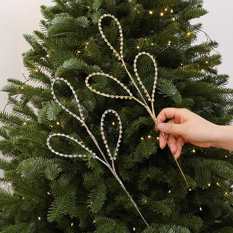 Acrylic Gem Christmas Tree Picks Crystal Rhinestone Stem Ornament DIY Xmas Hanging Decoration Holiday Scene Atmosphere Layout Prop - view 3