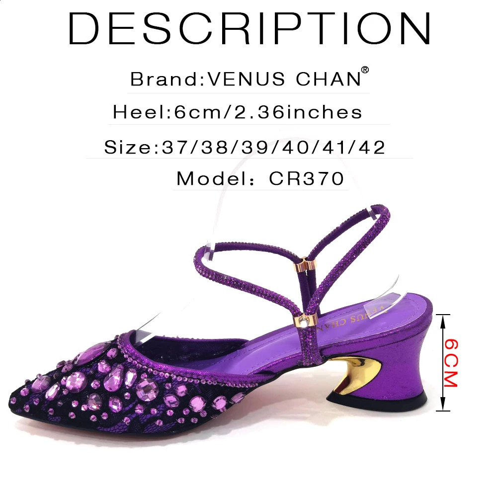 Women Purple Rhinestone Shoes Matching Bag Set Italian Chunky Heel Pumps Tassel Clutch Purse Nigeria Wedding Party Dress 260625 - view 6