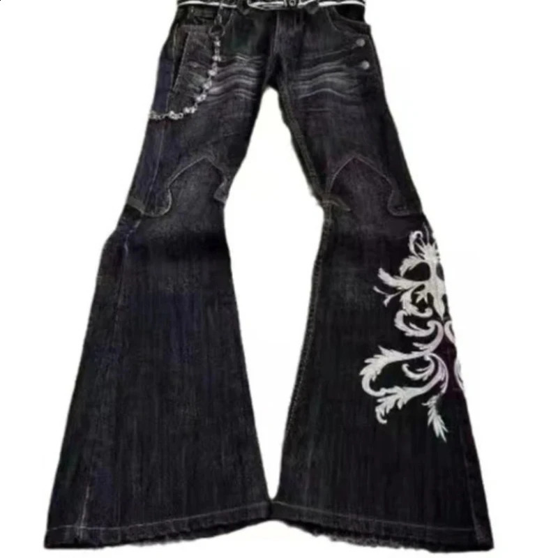 High Waist Harajuku Loose Embroidered Women Jeans with Rock Punk Style Y2K Micro La Retro Wide Leg Pants 260625 - view 5
