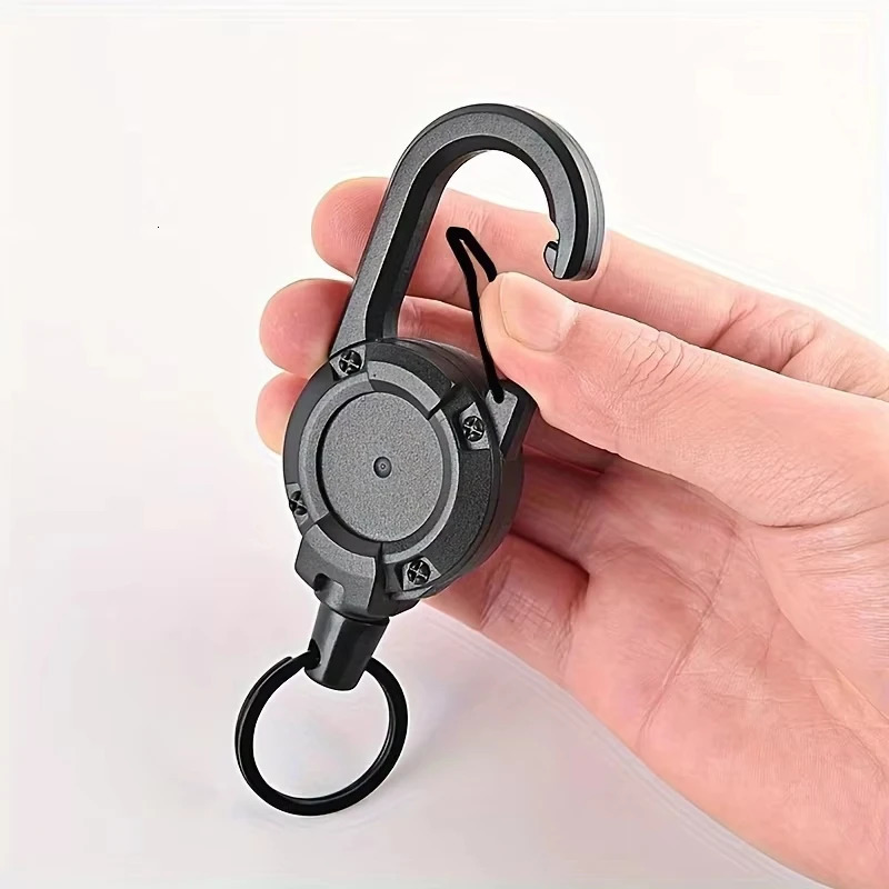 Outdoor Sporty Retractable Key Chain Tool - Heavy Duty Steel Wire Rope Sturdy Carabiner Buckle Spring Key Ring 260622 - view 3