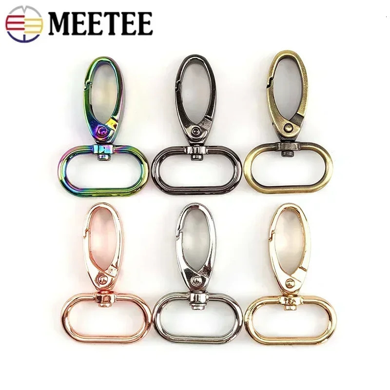 Meetee 10Pc 16-38mm Bag Strap Hook Buckle Metal Swivel Lobster Clasp DIY Webbing Snap Hooks Carabiner Keychain Buckles Accessory 260622